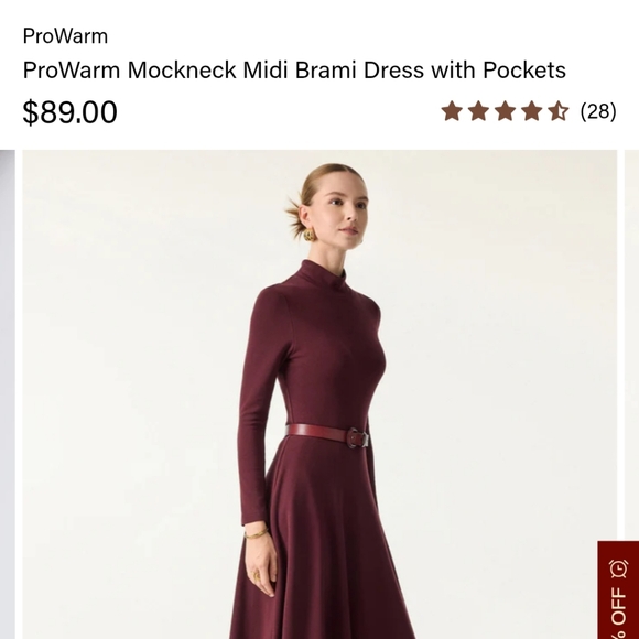 NWT OGL ProWarm Mockneck Midi Brami Dress with Pockets in Ruby Red Size S - Picture 5 of 11